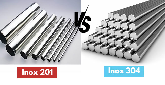 so sánh phế liệu inox 201 và inox 304