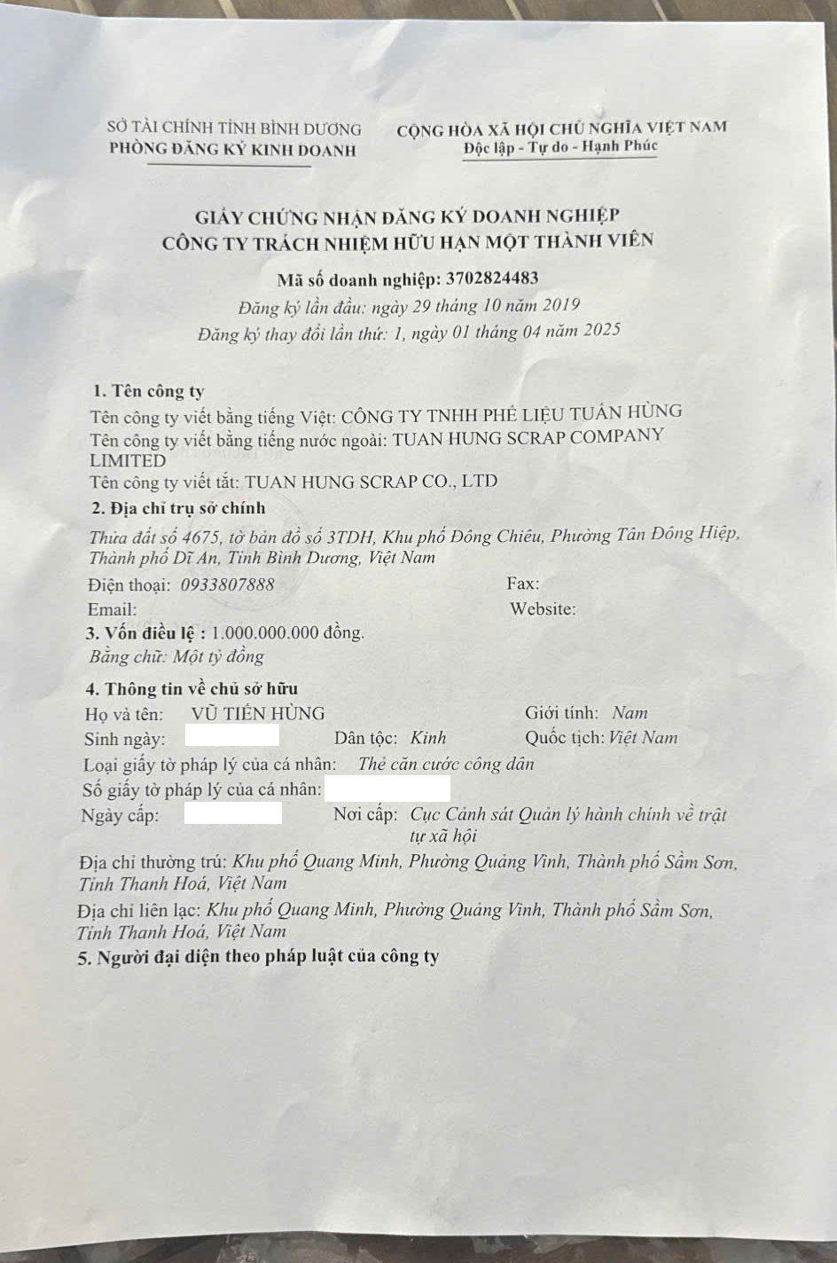 GPKD tuấn hùng